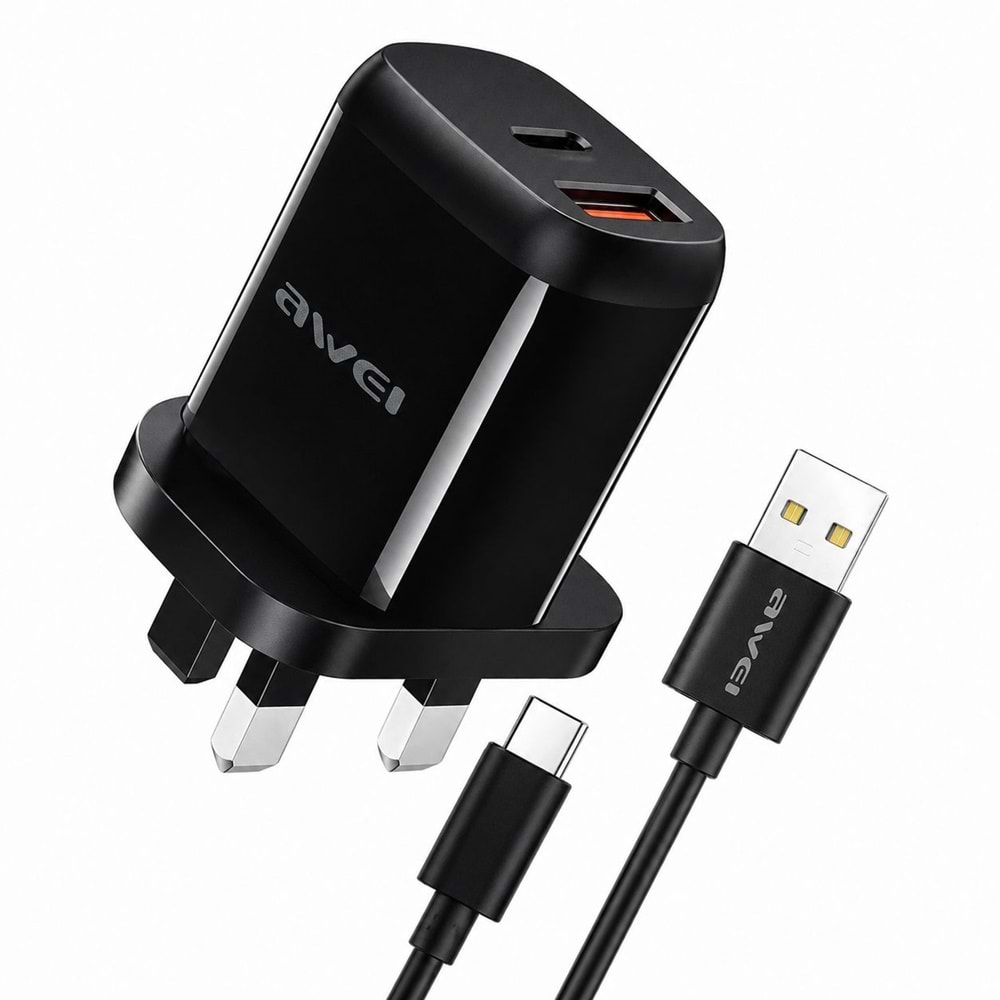 AWEI CHARGER & DATA CABLE 5A 20W WITH TYPE-A TO TYPE-C CABLE