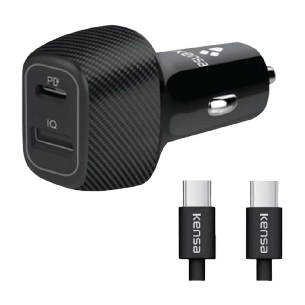 KENSA 40W PD + USB ÇAKMAKLIK + TYPE-C TO TYPE-C KABLO ÇAKMAKLIK SET