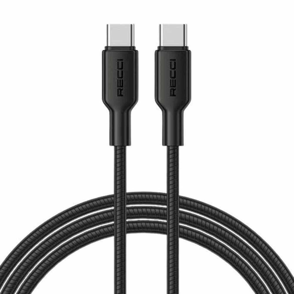 Recci RS46CC Type-C to Type-C PD 65W Hızlı Şarj Özellikli Data ve Şarj Kablosu 1.2M BLACK