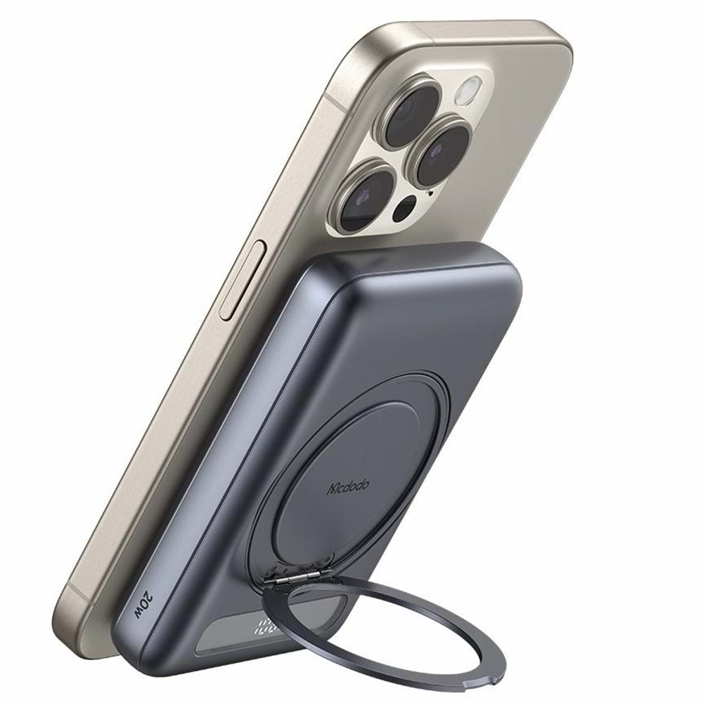 MCDODO META 10000mAh 20W MAGNETIC POWER BANK WITH BUILT-IN 360 RING STAND