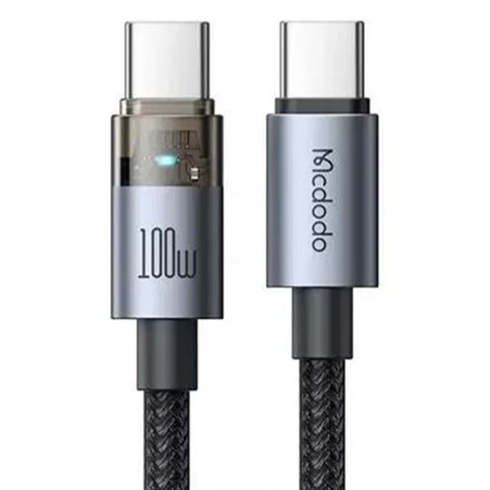 MCDODO USB-C TO USB-C 100W TRANSPARENT CABLE WITH CHARGING LIGHT BLACK