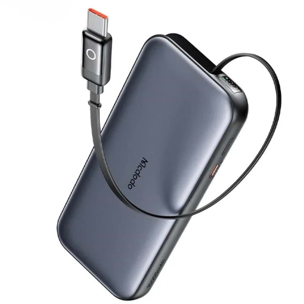 MCDODO FREEGO 10000mAh 35W LED DISPLAY POWER BANK WITH BUILT-IN RETRACTABLE CABLE