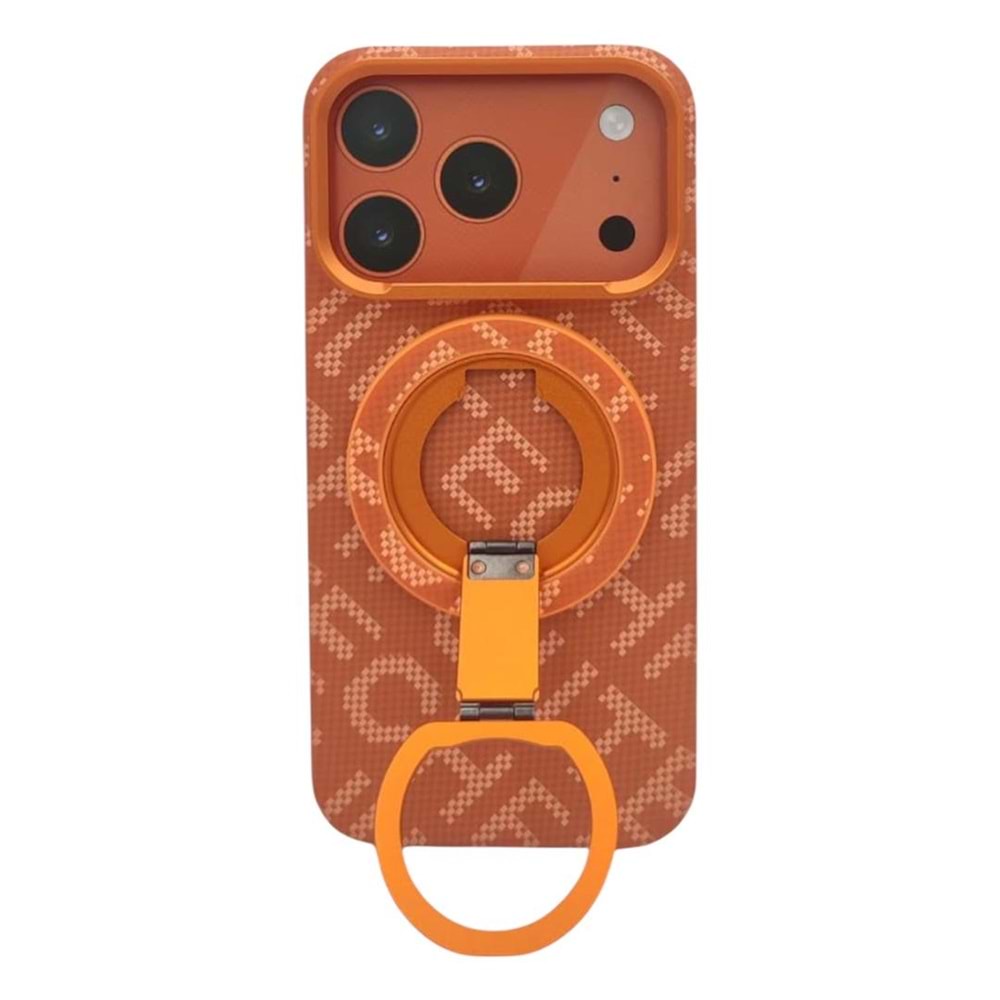 IPHONE 17 PRO MAX KILIF FULLTECH MAGNETIC RING STAND ORANGE