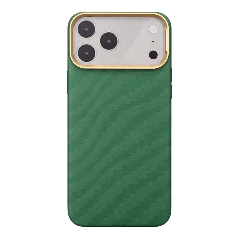 IPHONE 17 PRO MAX KILIF FULLTECH PREMIUM ALUMINUM ALLOY CAMERA FRAME BAMBOO GREEN