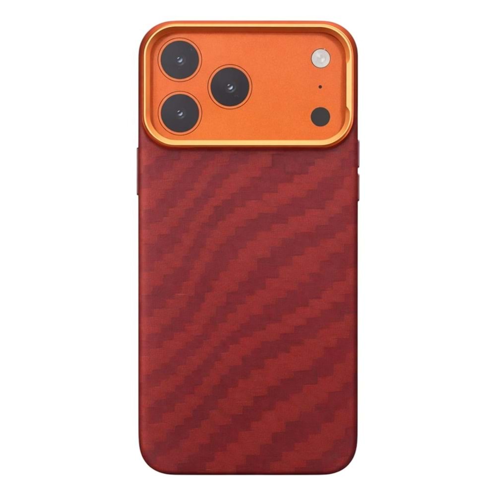IPHONE 17 PRO MAX KILIF FULLTECH PREMIUM ALUMINUM ALLOY CAMERA FRAME BAMBOO RED
