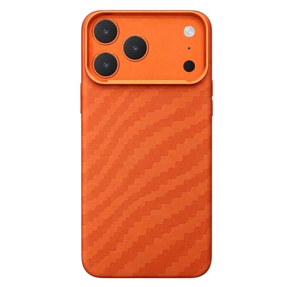 IPHONE 17 PRO MAX KILIF FULLTECH PREMIUM ALUMINUM ALLOY CAMERA FRAME BAMBOO ORANGE