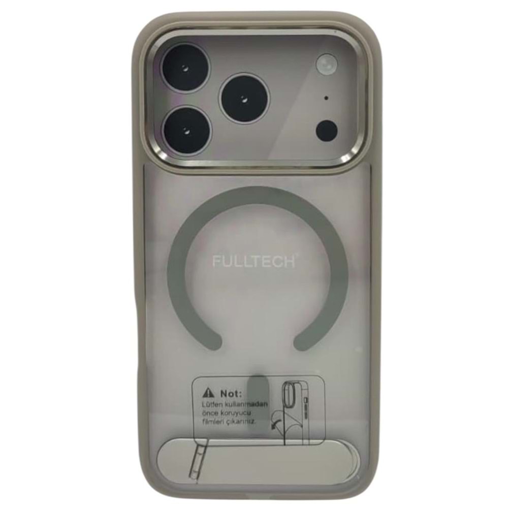 IPHONE 17 PRO MAX KILIF FULLTECH 3-IN-1 (PROTECT,CHARGE,STAND) GRAY