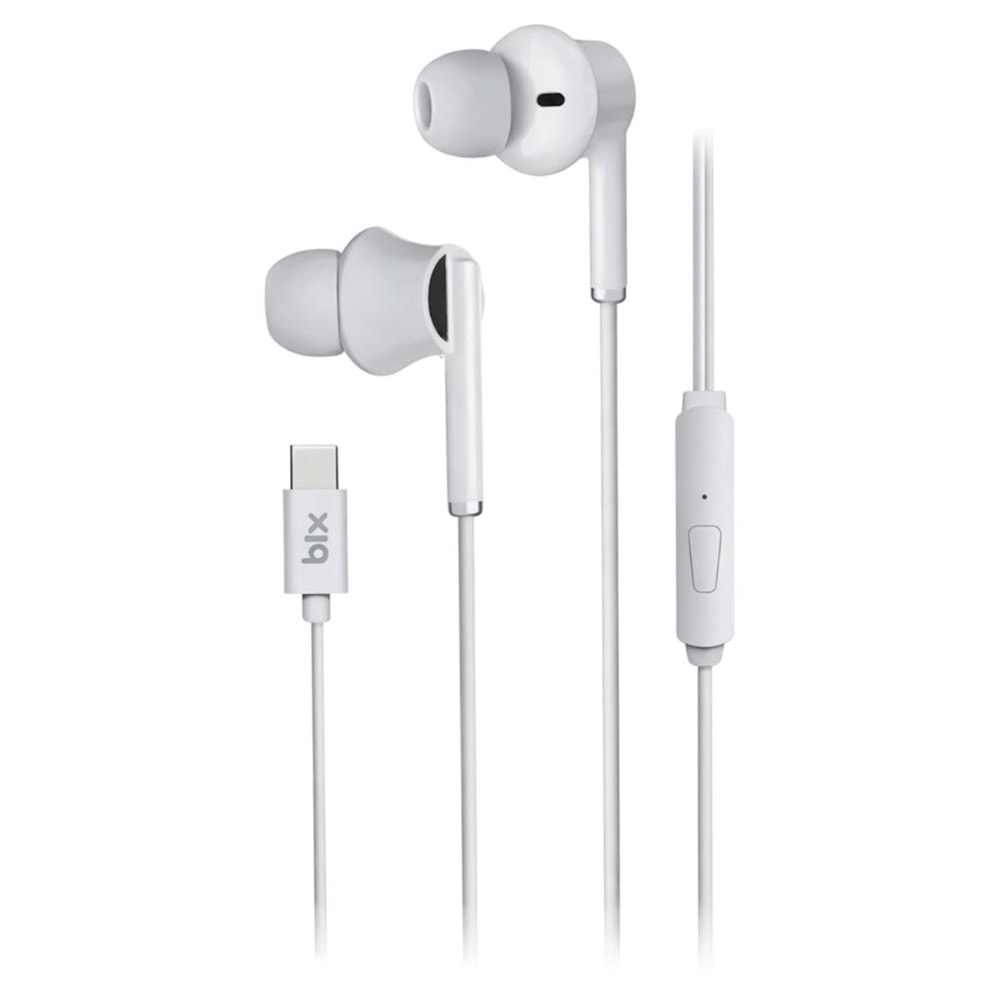 BIX TYPE-C IN-EAR EARPHONES WITH MICROPHONE 1.15M WHITE