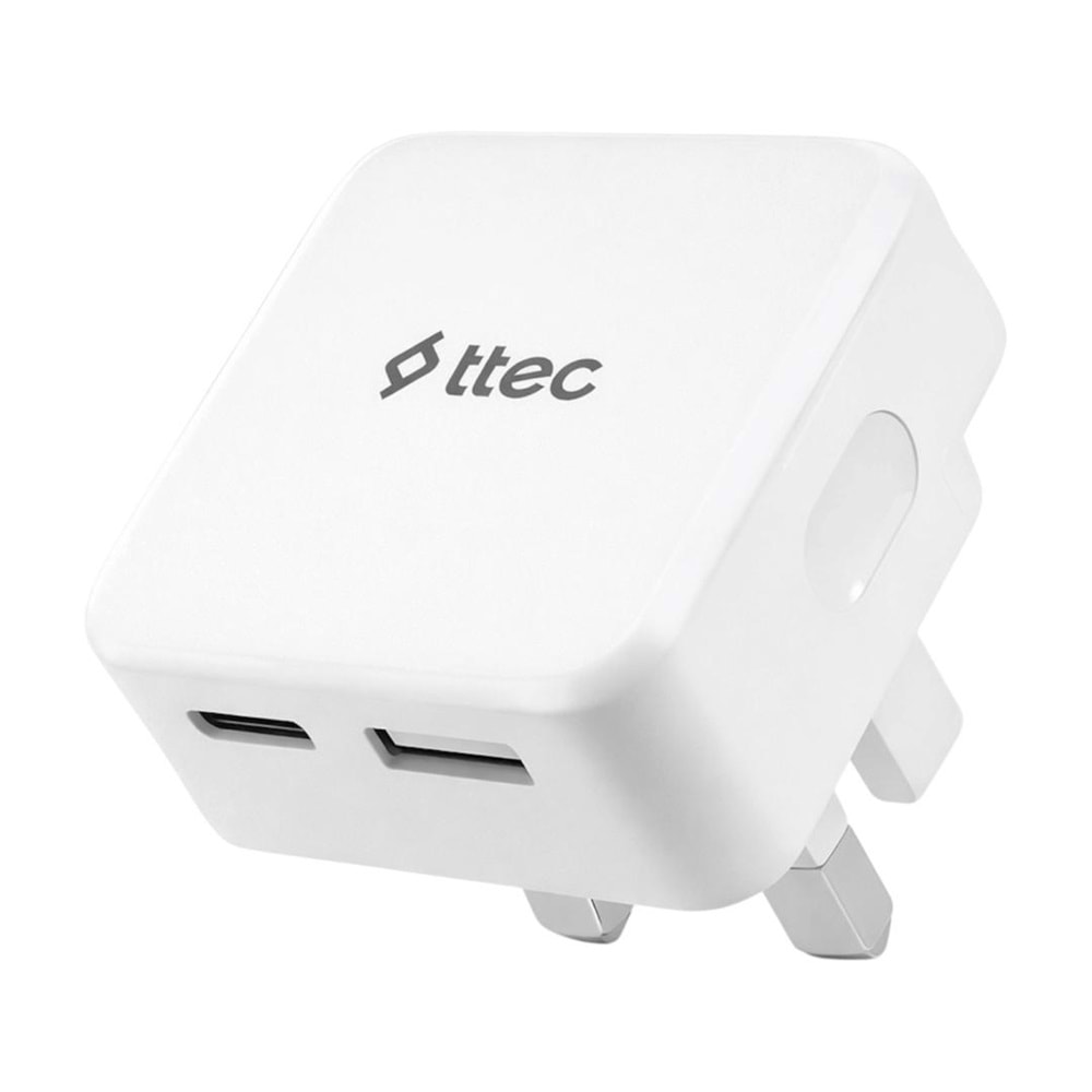 TTEC SMART CHARGER DUO PRO USB-C/USB-A UK TRAVEL CHARGER PD30W