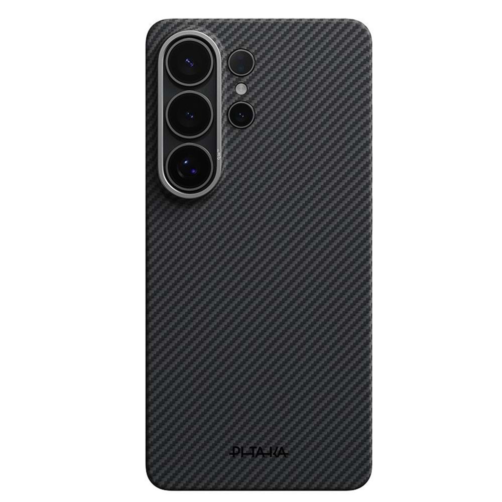 PITAKA GALAXY S26 ULTRA Kılıf M-safe Şarj Özellikli 600D Aramid Fiber Ultra-Slim Classic Serisi Twill Kapak BLACK-GREY