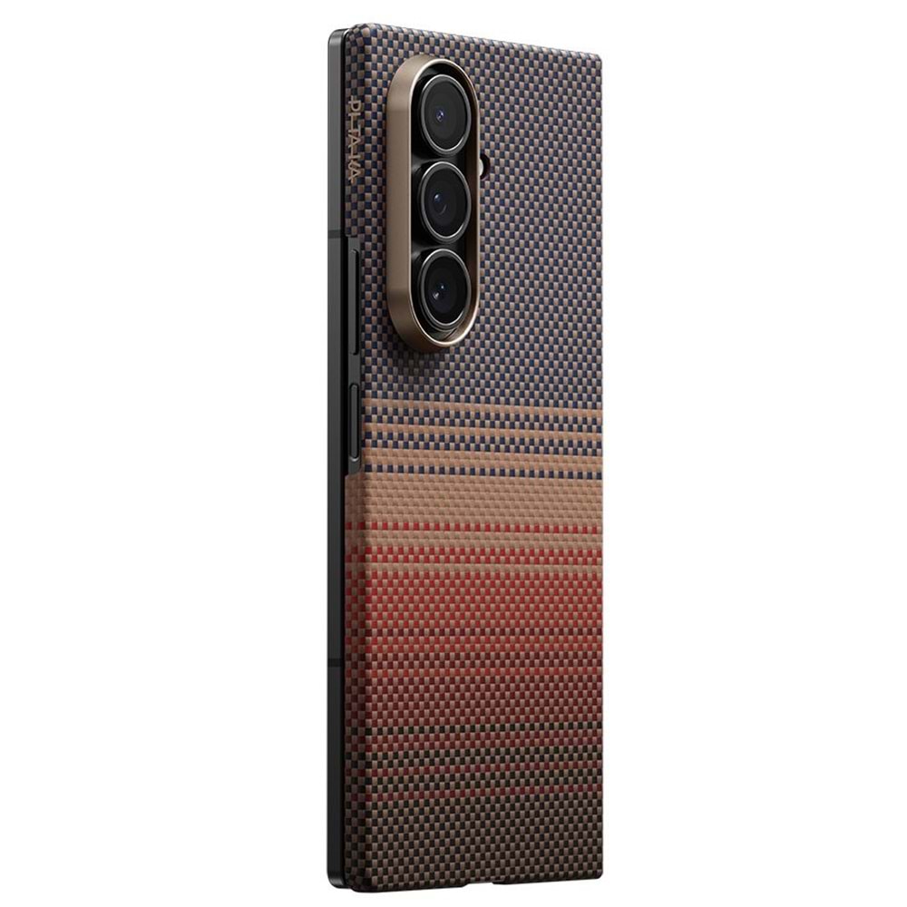 PITAKA GALAXY Z Fold 7 Kılıf M-safe Şarj Özellikli Aramid Fiber Tactile Woven Sunset-Moonrise Serisi Kapak BROWN