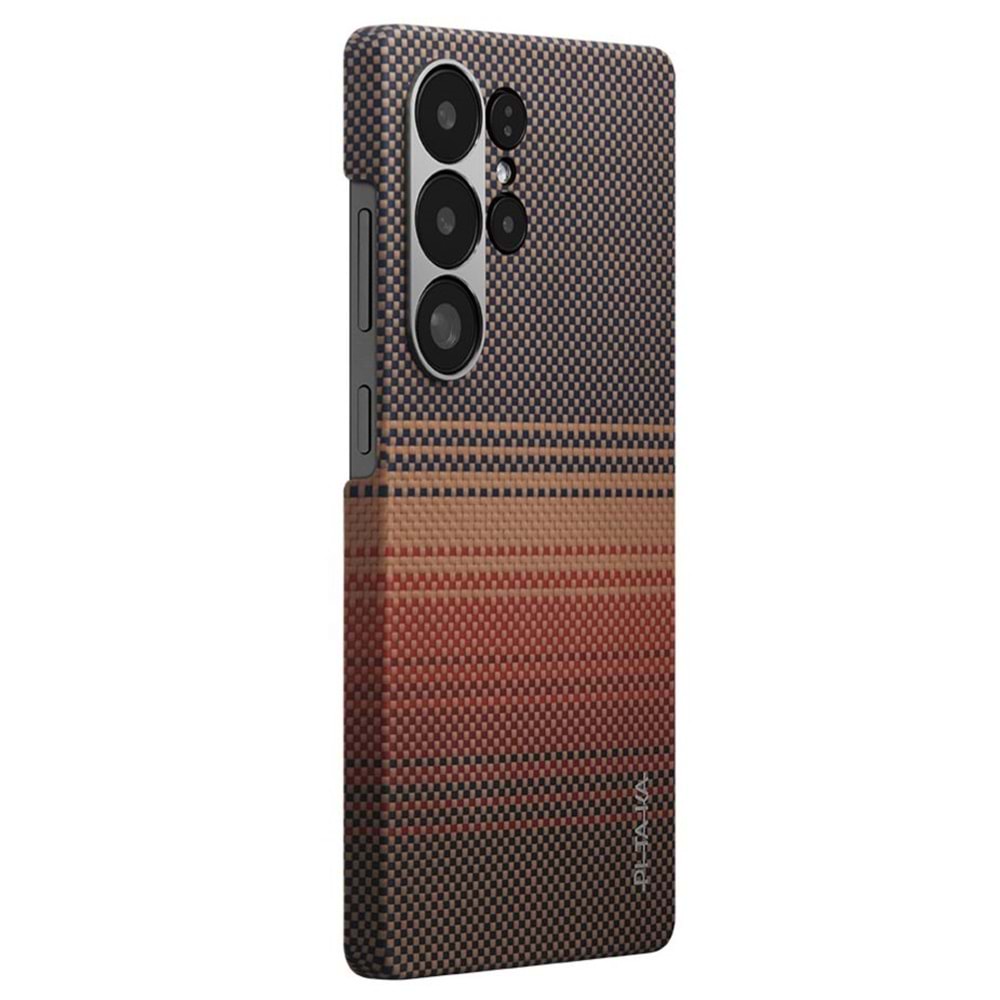 PITAKA GALAXY S25 Ultra Kılıf M-safe Şarj Özellikli Aramid Fiber Tactile Woven Sunset-Moonrise Serisi Kapak BROWN