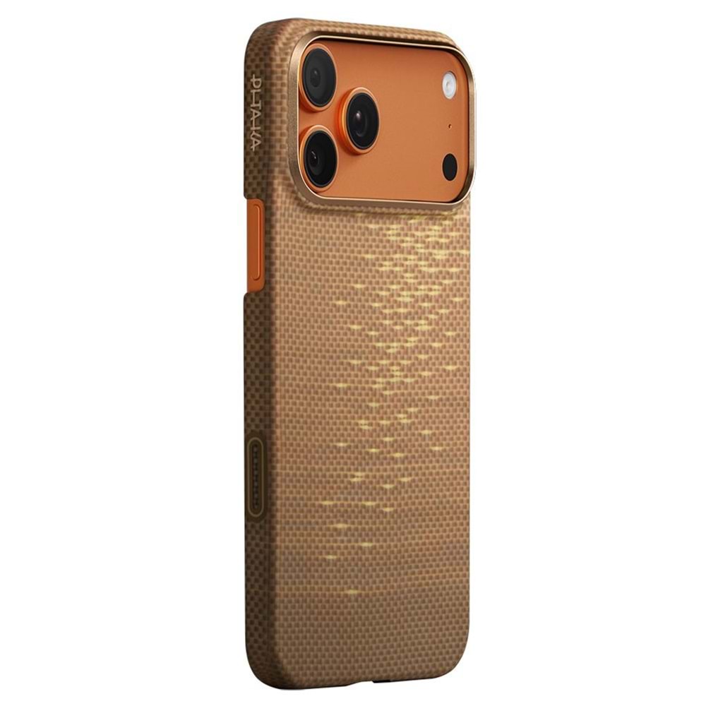 PITAKA Apple iPhone 17 Pro Max Kılıf M-safe Şarj Özellikli Aramid Fiber Ultra Slim Serisi Kapak GOLD