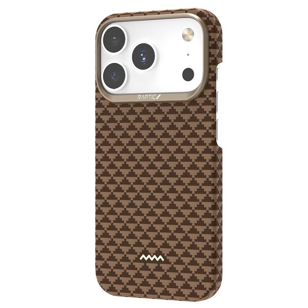 RAPTIC Apple iPhone 17 Pro Max Kılıf M-safe Şarj Özellikli Aramid Skin Origin Serisi Kapak BROWN