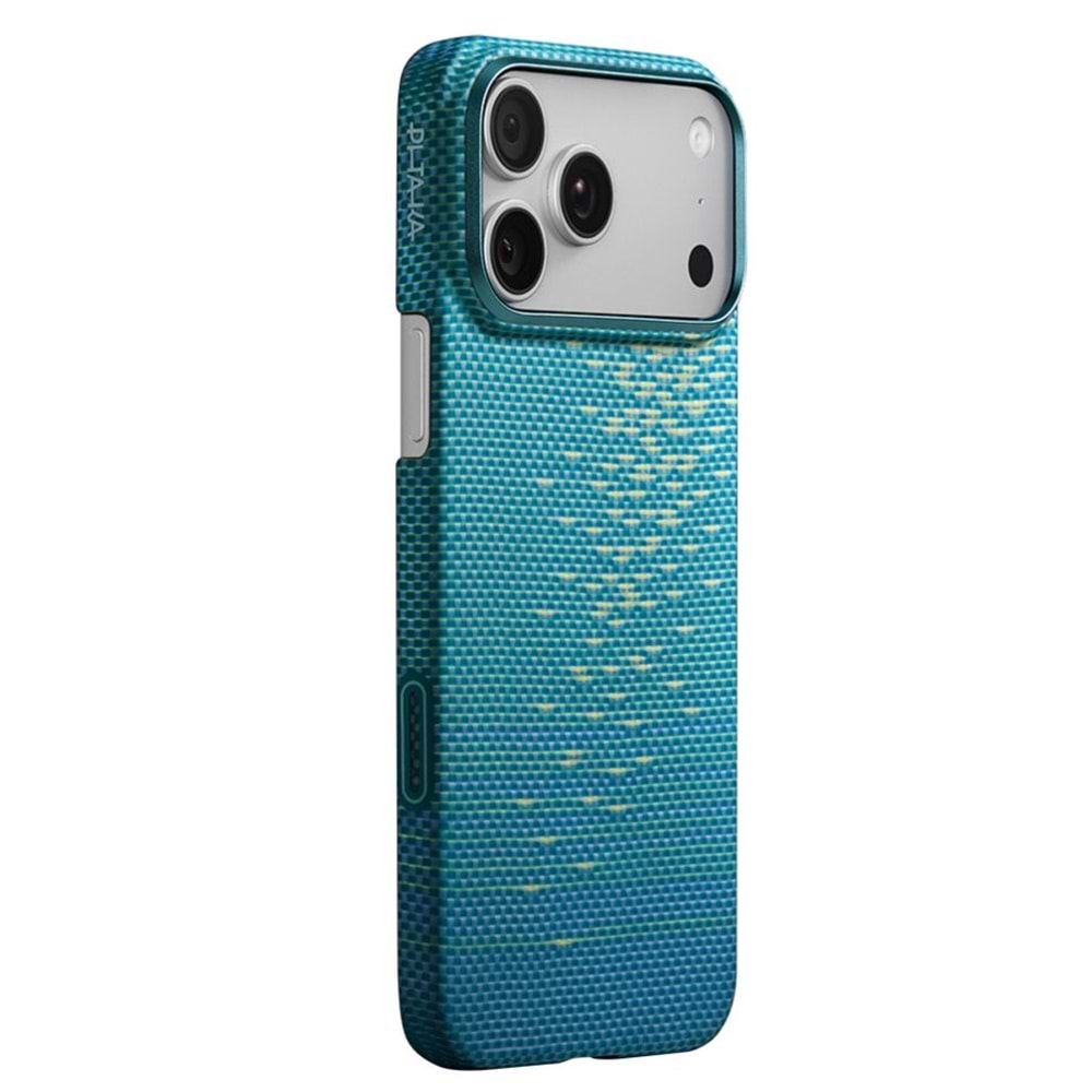 PITAKA Apple iPhone 17 Pro Max Kılıf M-safe Şarj Özellikli Aramid Fiber Glints of Gold Ultra Slim Serisi Kapak BLUE