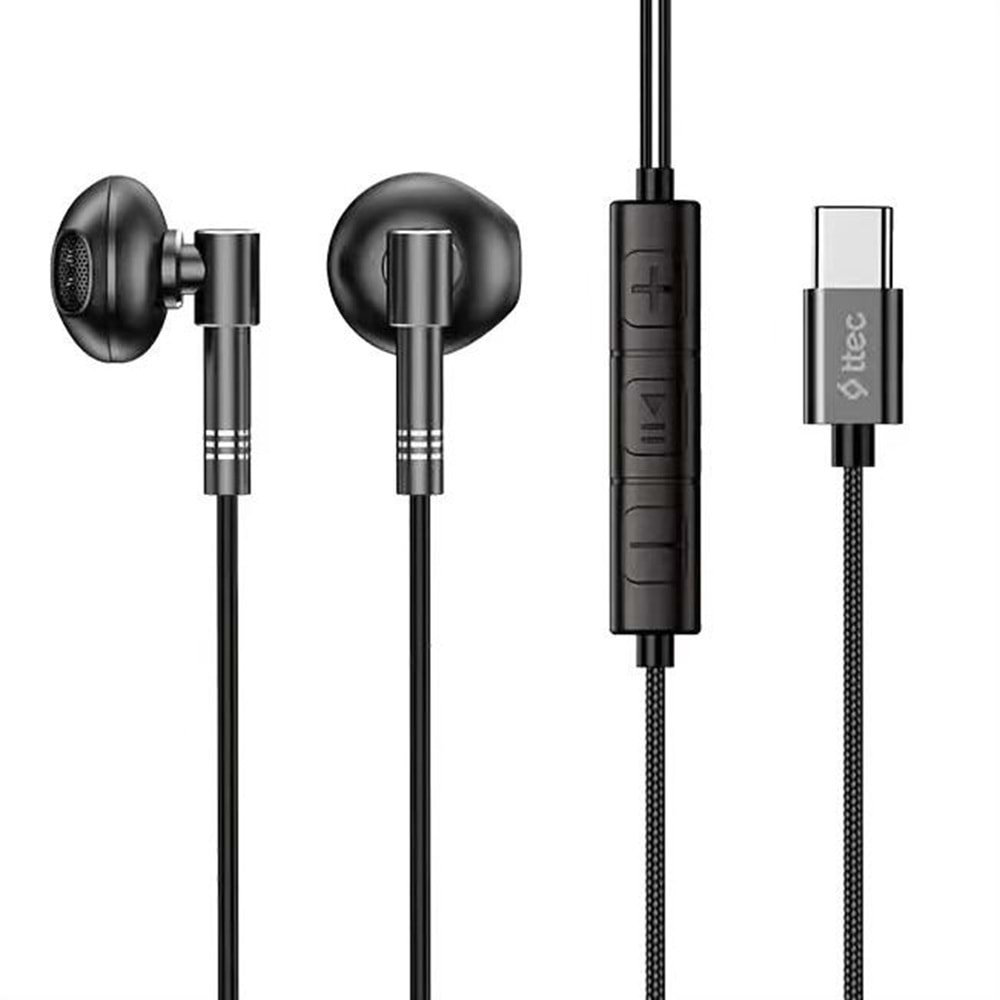 TTEC RIO FIT STYLE IN-EAR TYPE-C HEADPHONES BLACK