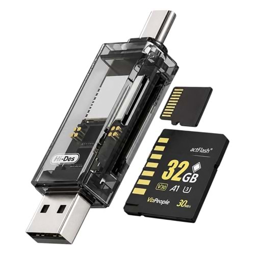 GO-DES 4IN1 TYPE-C & USB3.0 PORT TF/SD CARD READER