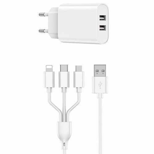 WIWU QUICK FAST CHARGER + 3 IN 1 CABLE COMBO