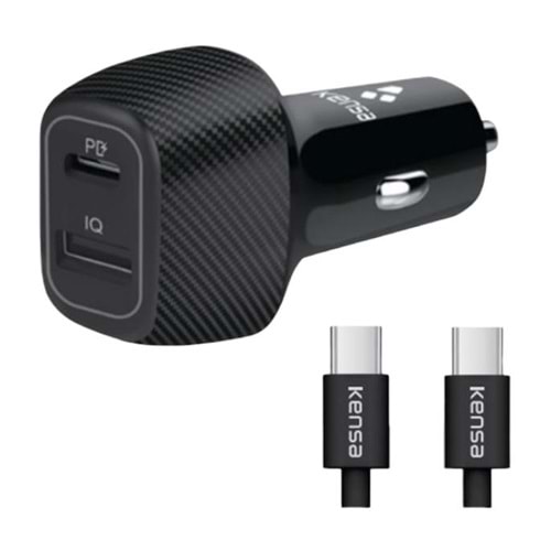 KENSA 40W PD + USB ÇAKMAKLIK + TYPE-C TO TYPE-C KABLO ÇAKMAKLIK SET