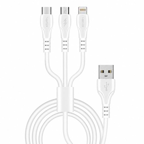 SUNIX 3IN1 USB CABLE DATA & CHARGING 3,1A 1M
