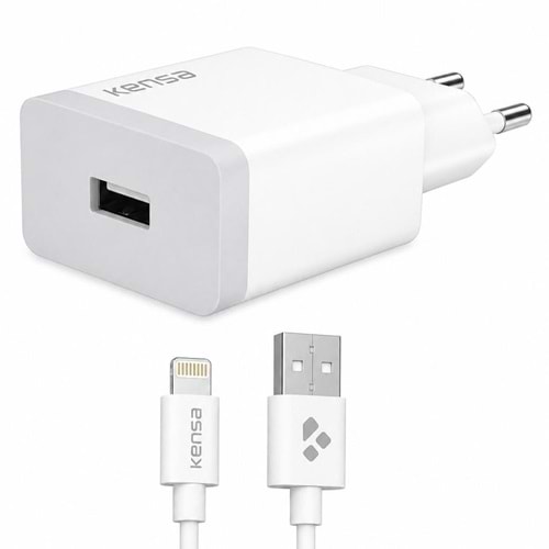 KENSA HIGH SPEED WALL CHARGER 10W WITH TYPE-A TO LIGHTNING CABLE 1M