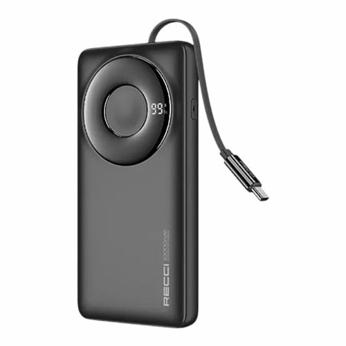 RECCI POWERBANK 10000MAH TYPE-C CABLE BLACK P58