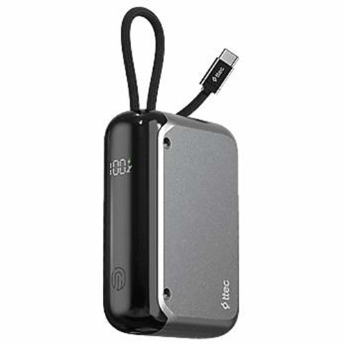 TTEC ReCharger LCD 10.000mAh PD 30W USB-C Dahili Kablolu Taşınabilir Hızlı Şarj Aleti/Powerbank 2BB228UG