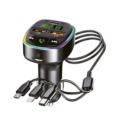 KENSA Bluetooth FM Transmitter & Hızlı Araç Şarj Kiti