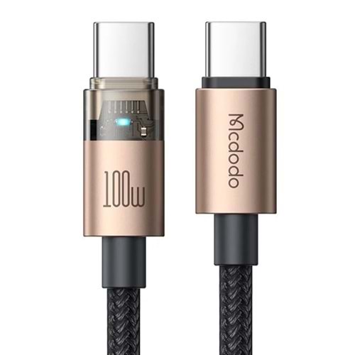 MCDODO USB-C TO USB-C 100W TRANSPARENT CABLE WITH CHARGING LIGHT GOLD