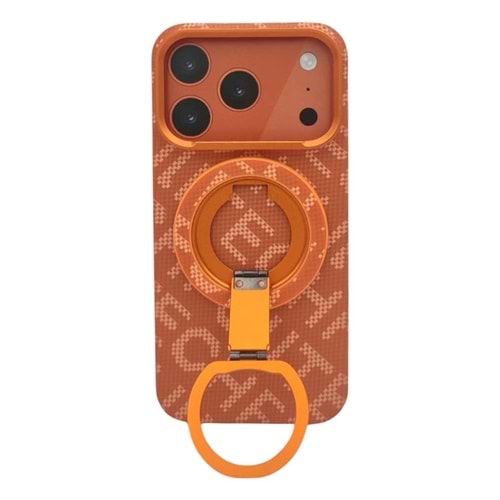 IPHONE 17 PRO MAX KILIF FULLTECH MAGNETIC RING STAND ORANGE