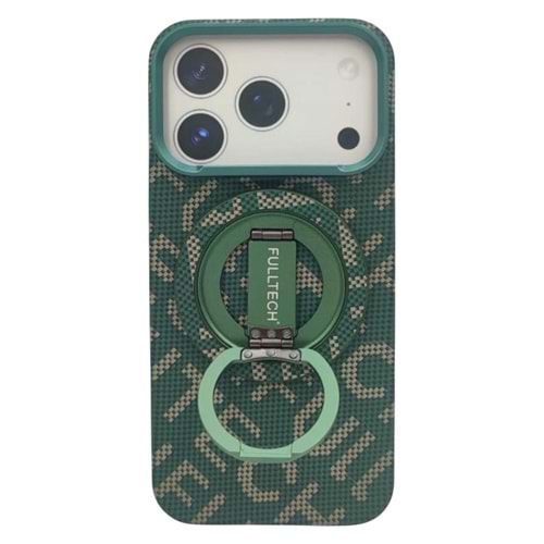 IPHONE 17 PRO MAX KILIF FULLTECH MAGNETIC RING STAND GREEN