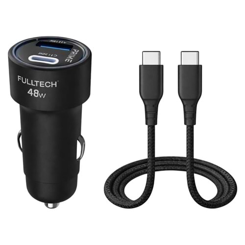 FULLTECH C TO C CABLE FAST CAR CHARGER C+A PORTS 48W