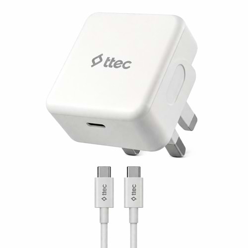 TTEC SMART CHARGER PRO USB-C UK TRAVEL CHARGER + USB-C TO USB-C CABLE 30W