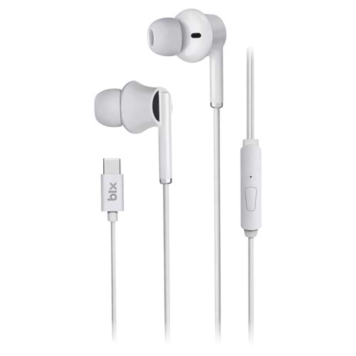 BIX TYPE-C IN-EAR EARPHONES WITH MICROPHONE 1.15M WHITE
