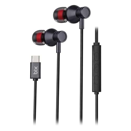 BIX TYPE-C IN-EAR EARPHONES WITH MICROPHONE 1.15M BLACK