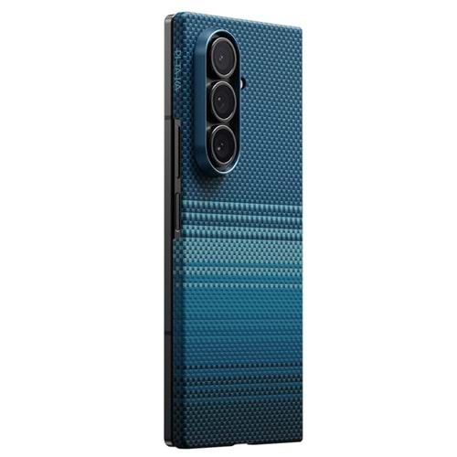 PITAKA GALAXY Z Fold 7 Kılıf M-safe Şarj Özellikli Aramid Fiber Tactile Woven Sunset-Moonrise Serisi Kapak BLUE
