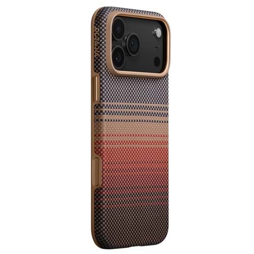 PITAKA Apple iPhone 17 Pro Max Kılıf M-safe Şarj Özellikli Aramid Fiber Military-Grade Sunset-Moonrise Serisi Kapak BROWN