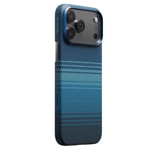PITAKA Apple iPhone 17 Pro Max Kılıf M-safe Şarj Özellikli Aramid Fiber Tactile Woven Sunset-Moonrise Serisi Kapak BLUE