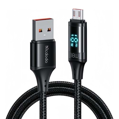 MCDODO DIGITAL HD TYPE-A TO MICRO USB QUICK CHARGE DATA CABLE 3A PD 18W 1.2M