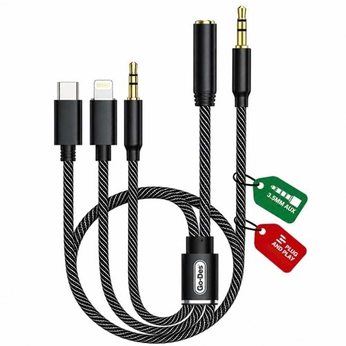 GO-DES 5IN1 AUDIO AUX CABLE 1M