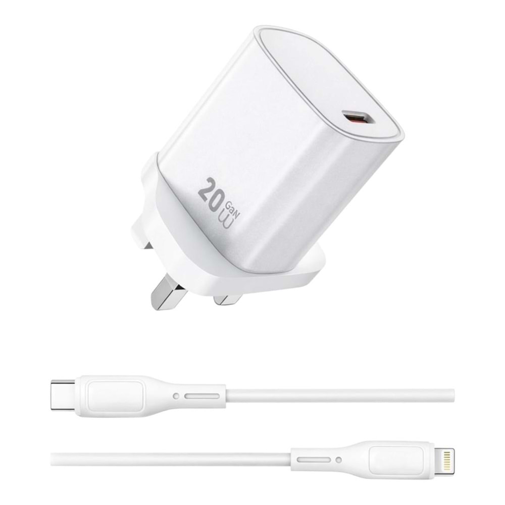 WIWU ESSEN FAST CHARGER + TYPE-C(60W) TO LIGHTNING(30W) CABLE 20W