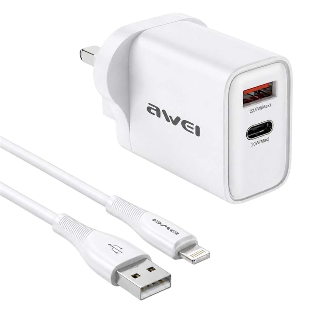 AWEI FAST CHARGER KIT WITH TYP-A TO TYPE-C CABLE 22,5W