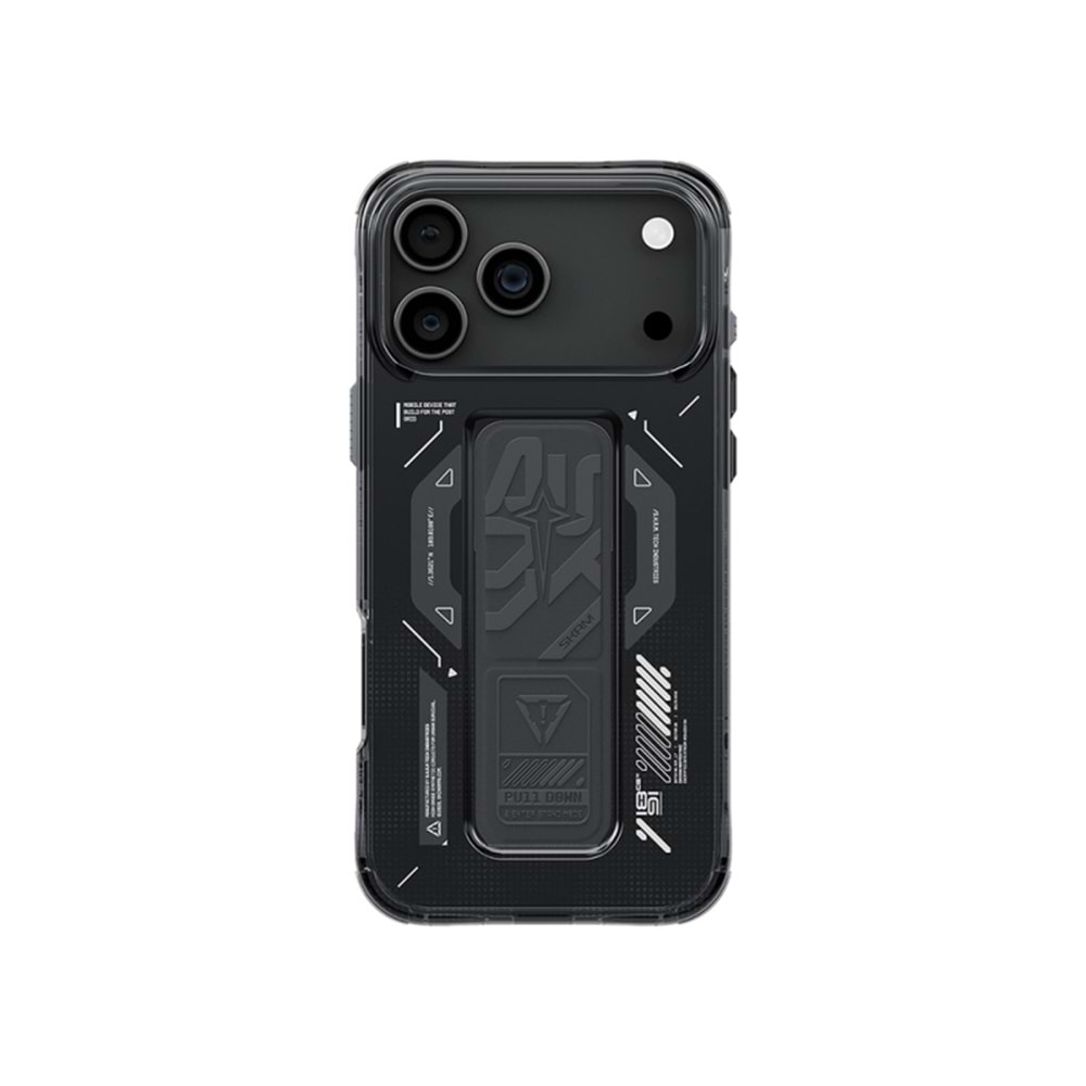 Apple iPhone 17 Pro Max Kılıf M-safe Şarj Özellikli Teknoloji Desenli Skinarma Helio Mag Charge Standlı Kapak