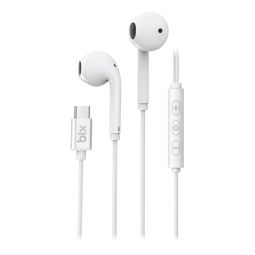BIX TYPE-C EARPHONES WITH MICROPHONE 1.15M WHITE