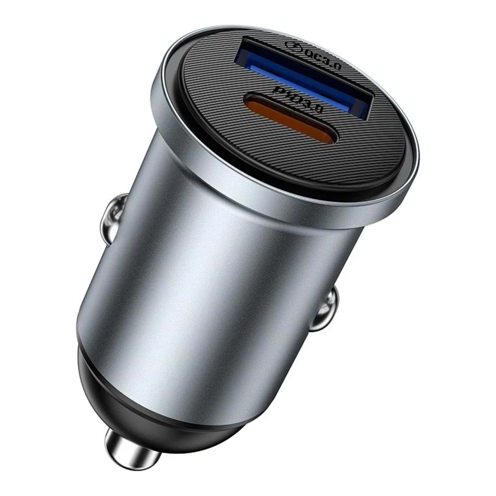 WIWU NANO LITE TYPE-A+C FAST CAR CHARGER PD35W GREY