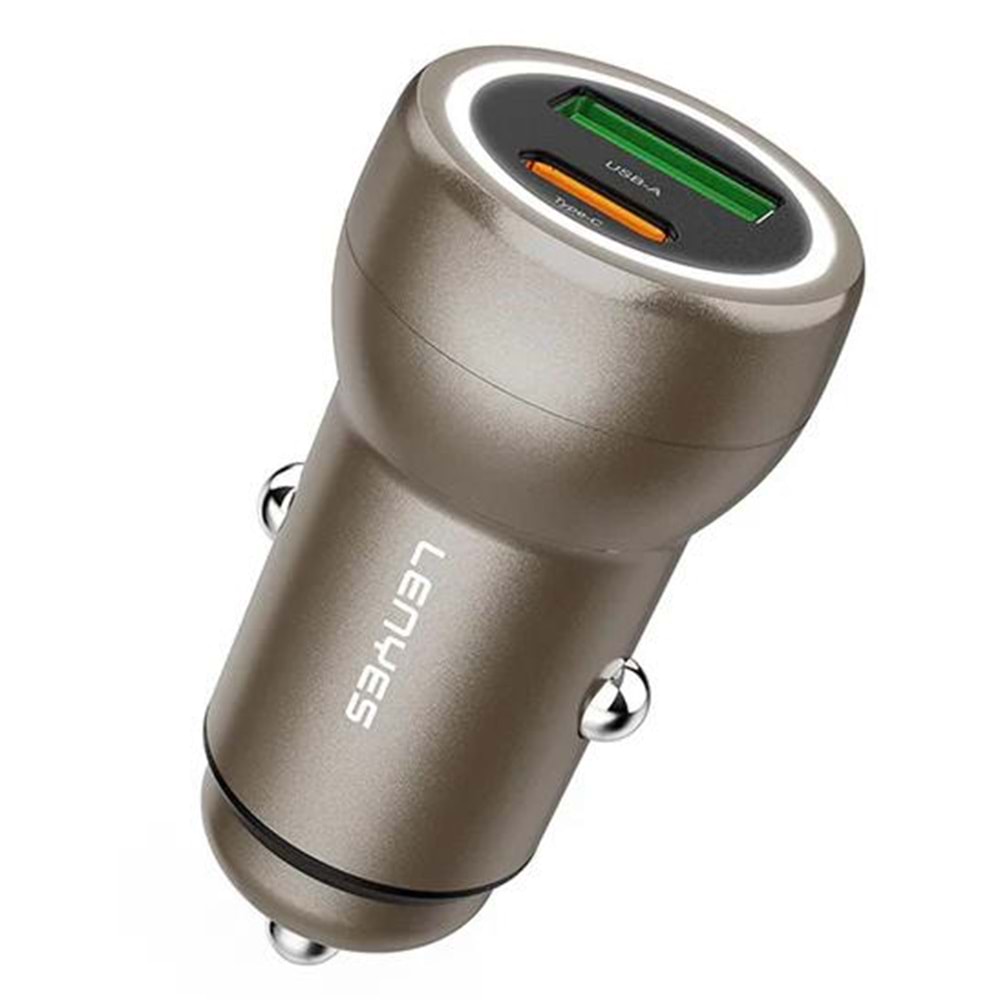 LENYES QC18W+PD30W CAR CHARGER CA64 GOLD
