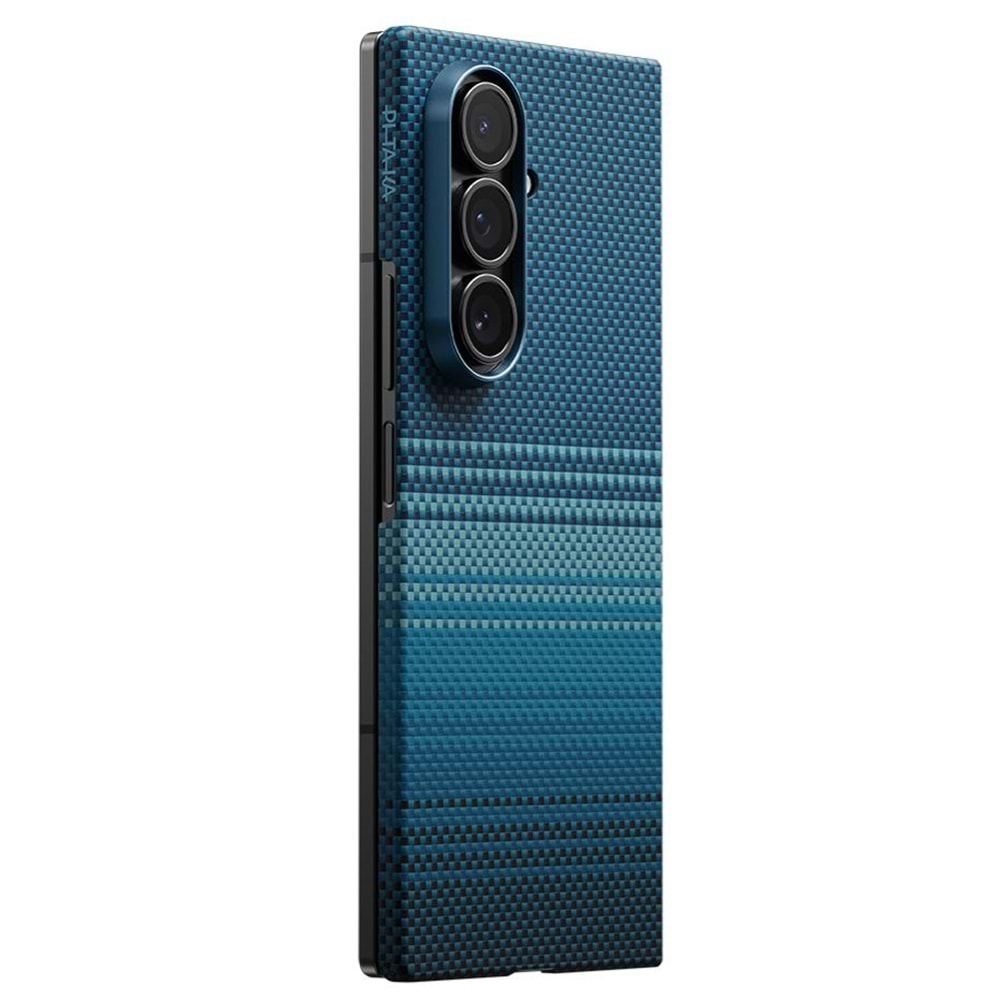PITAKA GALAXY Z Fold 7 Kılıf M-safe Şarj Özellikli Aramid Fiber Tactile Woven Sunset-Moonrise Serisi Kapak BLUE